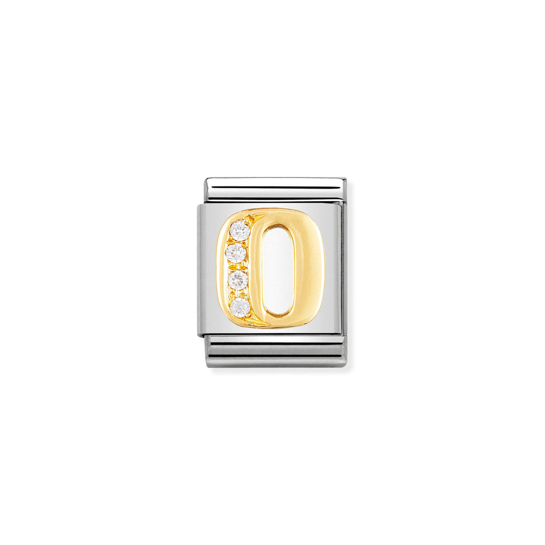 COMPOSABLE <STRONG>BIG LINK</STRONG> 032301/15 LETTER O IN 18K GOLD AND CZ