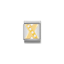 Load image into Gallery viewer, COMPOSABLE &lt;STRONG&gt;BIG LINK&lt;/STRONG&gt; 032301/24 LETTER X IN 18K GOLD AND CZ
