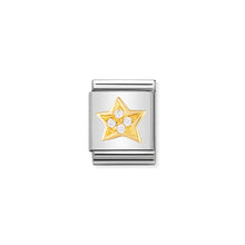 Load image into Gallery viewer, COMPOSABLE &lt;STRONG&gt;BIG LINK&lt;/STRONG&gt; 032307/01 WHITE STAR IN 18K GOLD AND CZ
