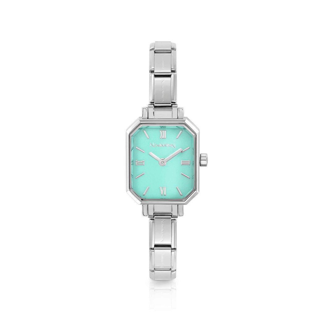 WATCH PARIS 076037/032 STAINLESS STEEL & RECTANGLE TURQUOISE DIAL