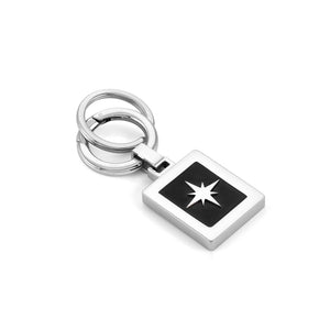 KEYRING 131709/014 WIND ROSE STAINLESS STEEL & BLACK PVD