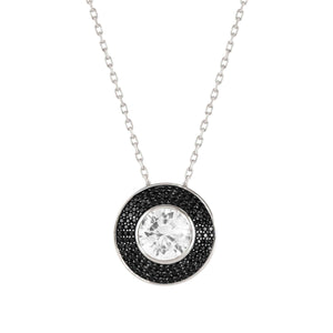 AUREA NECKLACE 145704/011 SILVER, BLACK & WHITE CZ