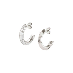 AUREA EARRING HOOPS 145706/010 SILVER & WHITE CZ