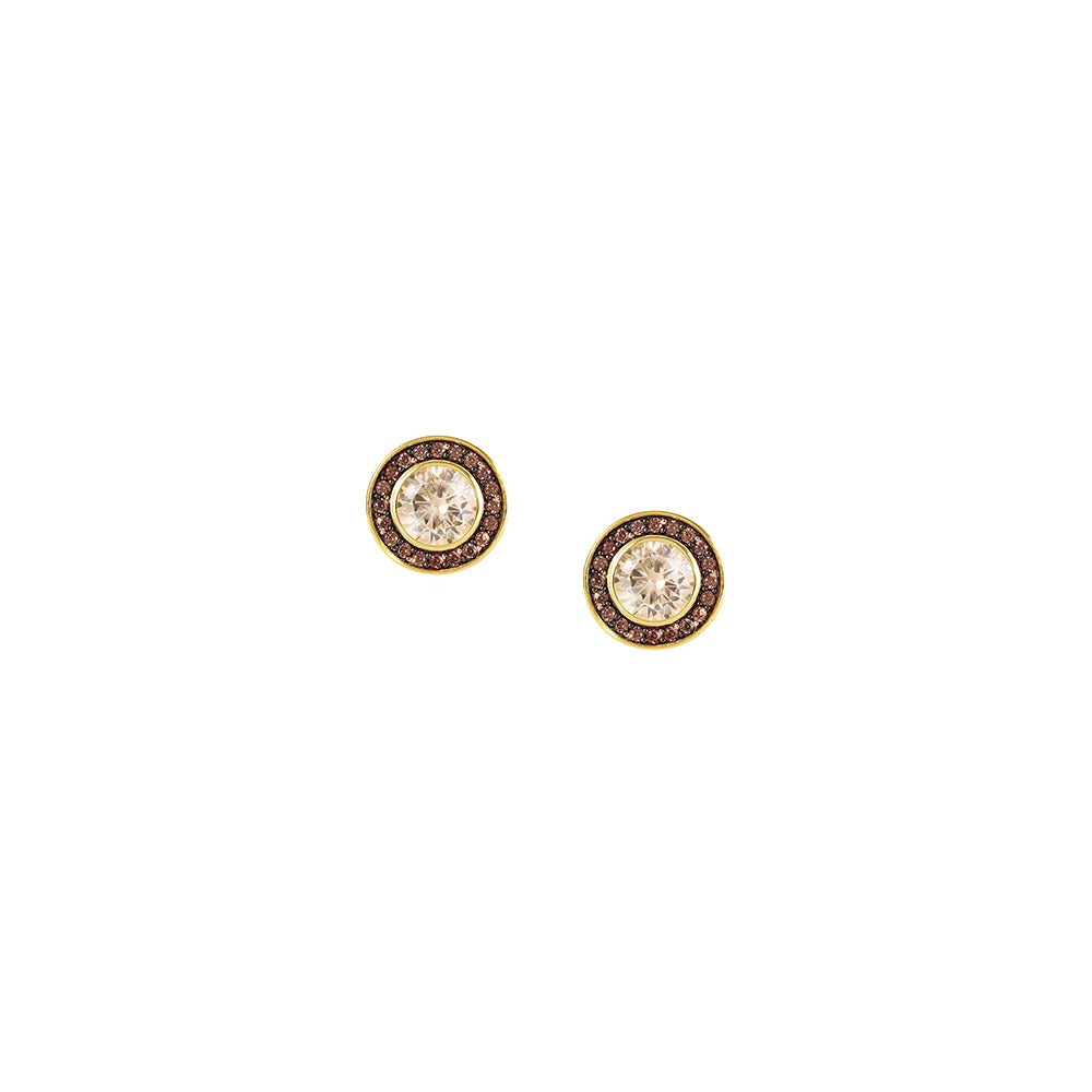 AUREA EARRING STUDS 145712/024 GOLD CHAMPAGNE / COFFEE CZ