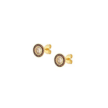 Load image into Gallery viewer, AUREA EARRING STUDS 145712/024 GOLD CHAMPAGNE / COFFEE CZ
