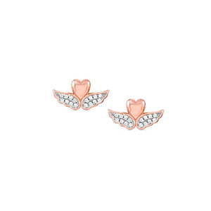 SWEETROCK ROMANCE EARRINGS 148024/069 ROSE GOLD WINGED HEARTS WITH CZ