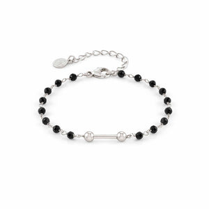 SEIMIA BLACK AGATE BRACELET 148801/051 WITH SILVER FINISH