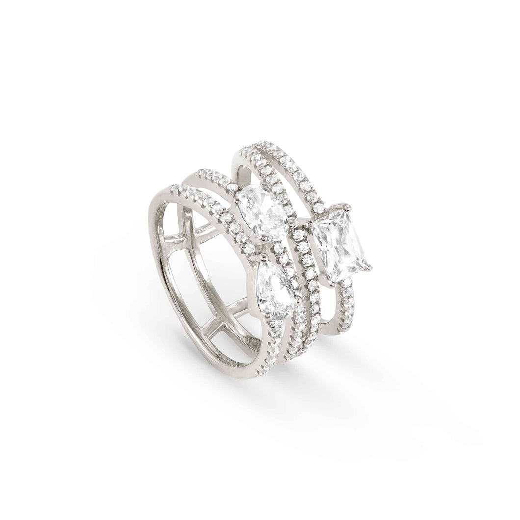 COLOUR WAVE RING 149800/008 SILVER WHITE CZ