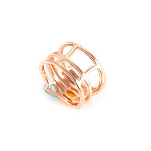 COLOUR WAVE RING 149800/026 ROSE GOLD RAINBOW CZ