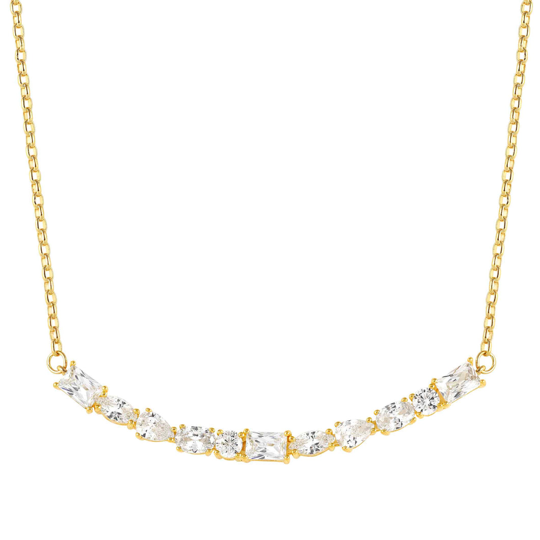 COLOUR WAVE NECKLACE 149802/014 GOLD WHITE CZ