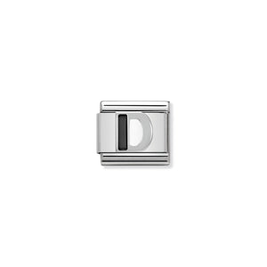 COMPOSABLE CLASSIC LINK 330201/04 BLACK LETTER D IN 925 SILVER