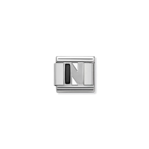 COMPOSABLE CLASSIC LINK 330201/14 BLACK LETTER N IN 925 SILVER