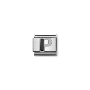 COMPOSABLE CLASSIC LINK 330201/16 BLACK LETTER P IN 925 SILVER