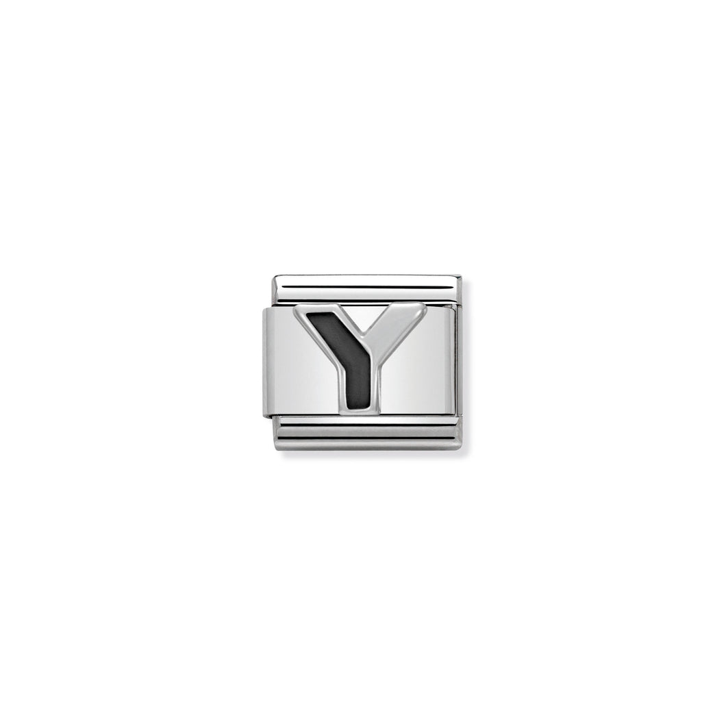 COMPOSABLE CLASSIC LINK 330201/25 BLACK LETTER Y IN 925 SILVER