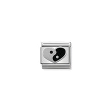 Load image into Gallery viewer, COMPOSABLE CLASSIC LINK 330202/20 YIN YANG HEART IN ENAMEL &amp; 925 SILVER

