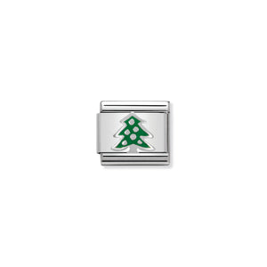 COMPOSABLE CLASSIC LINK 330204/08 CHRISTMAS TREE IN ENAMEL & 925 SILVER