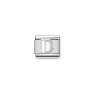 COMPOSABLE CLASSIC LINK 330205/04 WHITE LETTER D IN ENAMEL & 925 SILVER