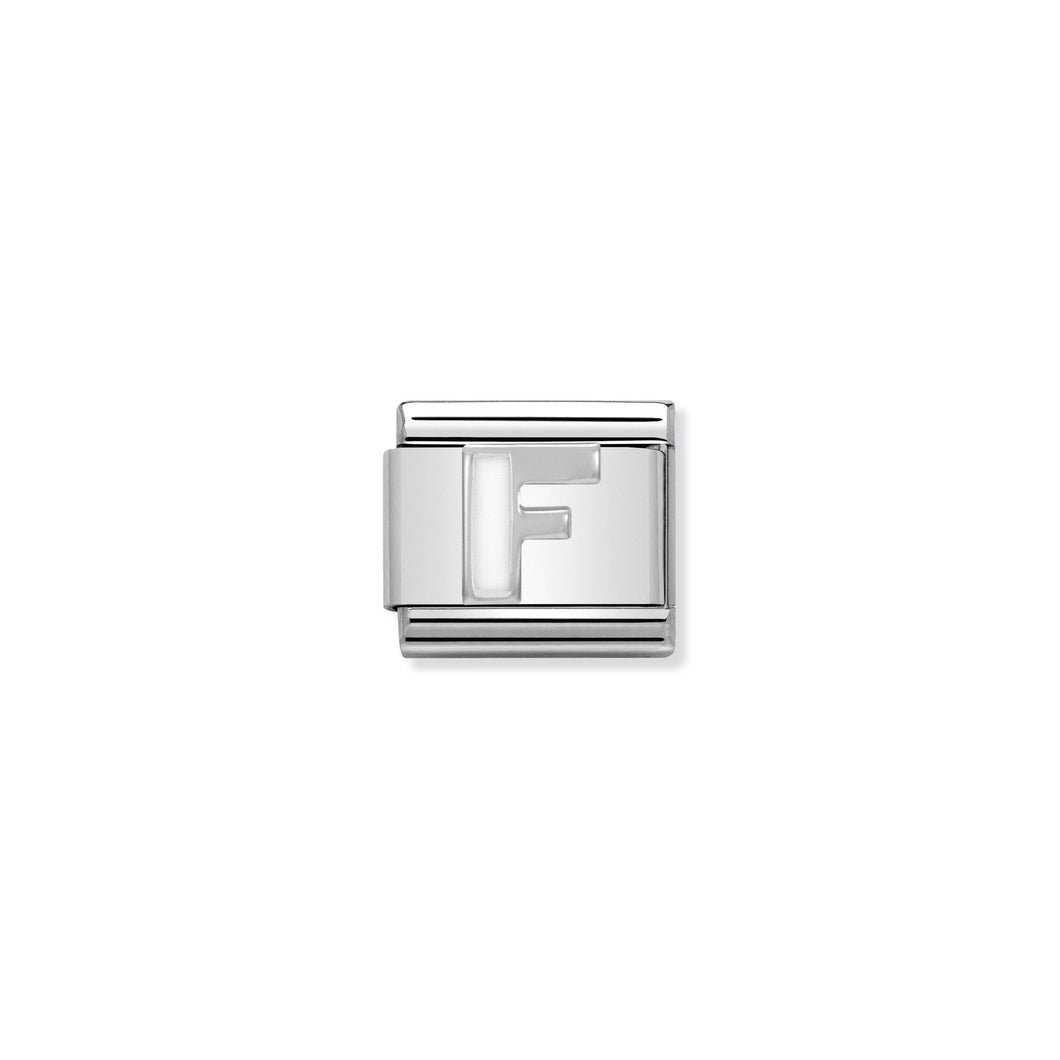 COMPOSABLE CLASSIC LINK 330205/06 WHITE LETTER F IN ENAMEL & 925 SILVER