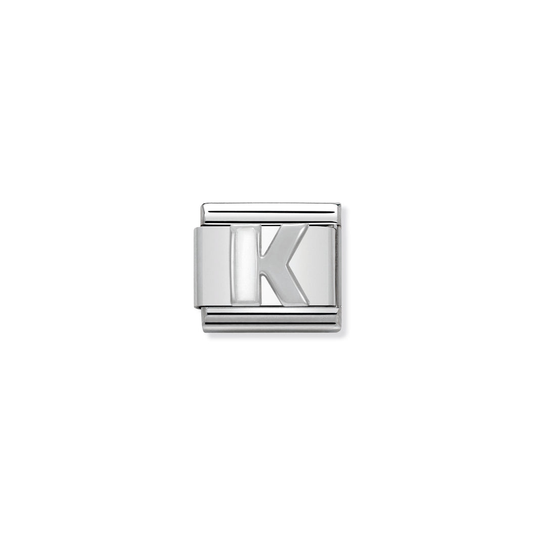 COMPOSABLE CLASSIC LINK 330205/11 WHITE LETTER K IN ENAMEL & 925 SILVER