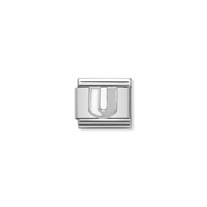 COMPOSABLE CLASSIC LINK 330205/21 WHITE LETTER U IN ENAMEL & 925 SILVER