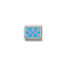 Load image into Gallery viewer, COMPOSABLE CLASSIC LINK 330206/08 PINK DOTS BLUE BACKGROUND IN ENAMEL &amp; 925 SILVER
