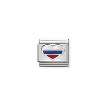 Load image into Gallery viewer, COMPOSABLE CLASSIC LINK 330209/32 HEART WITH RUSSIAN FLAG IN ENAMEL &amp; 925 SILVER
