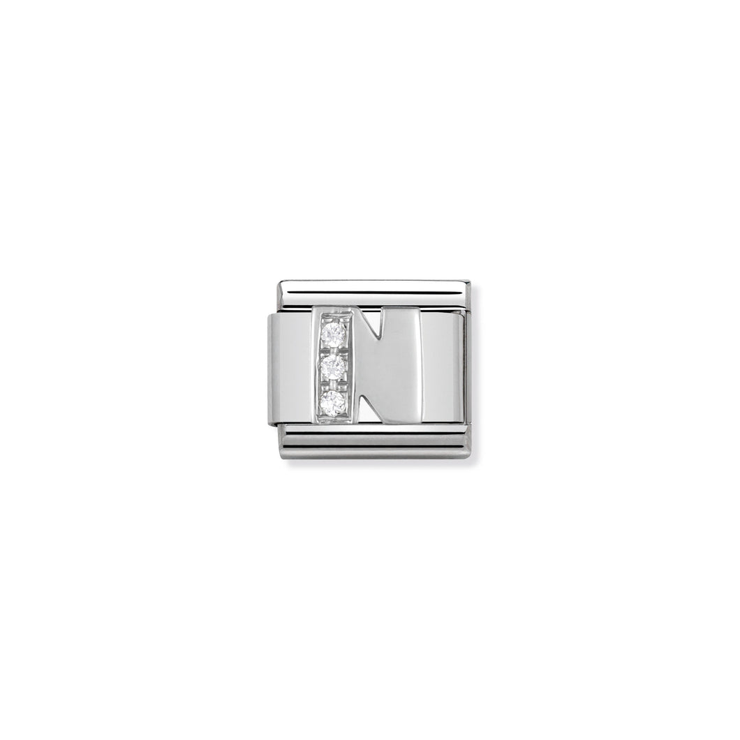 COMPOSABLE CLASSIC LINK 330301/14 LETTER N WITH CZ IN 925 SILVER