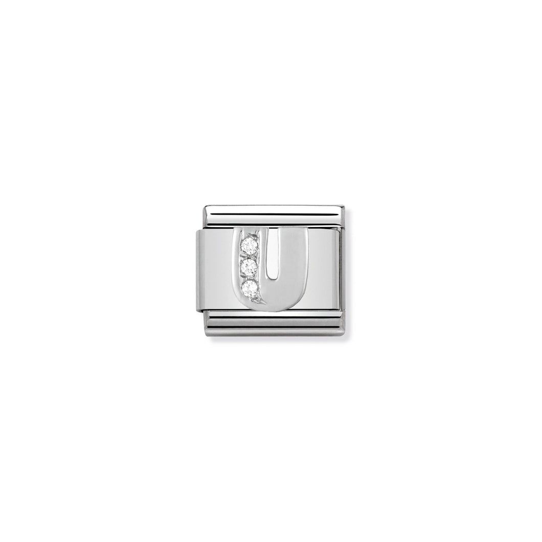 COMPOSABLE CLASSIC LINK 330301/21 LETTER U WITH CZ IN 925 SILVER