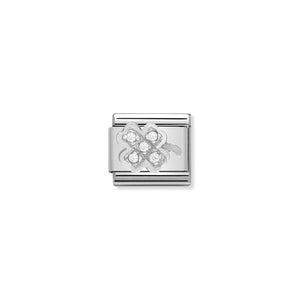 COMPOSABLE CLASSIC LINK 330304/07 CLOVER WITH CZ IN 925 SILVER