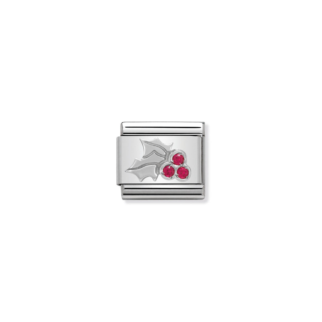 COMPOSABLE CLASSIC LINK 330313/03 RED HOLLY WITH CZ IN 925 SILVER