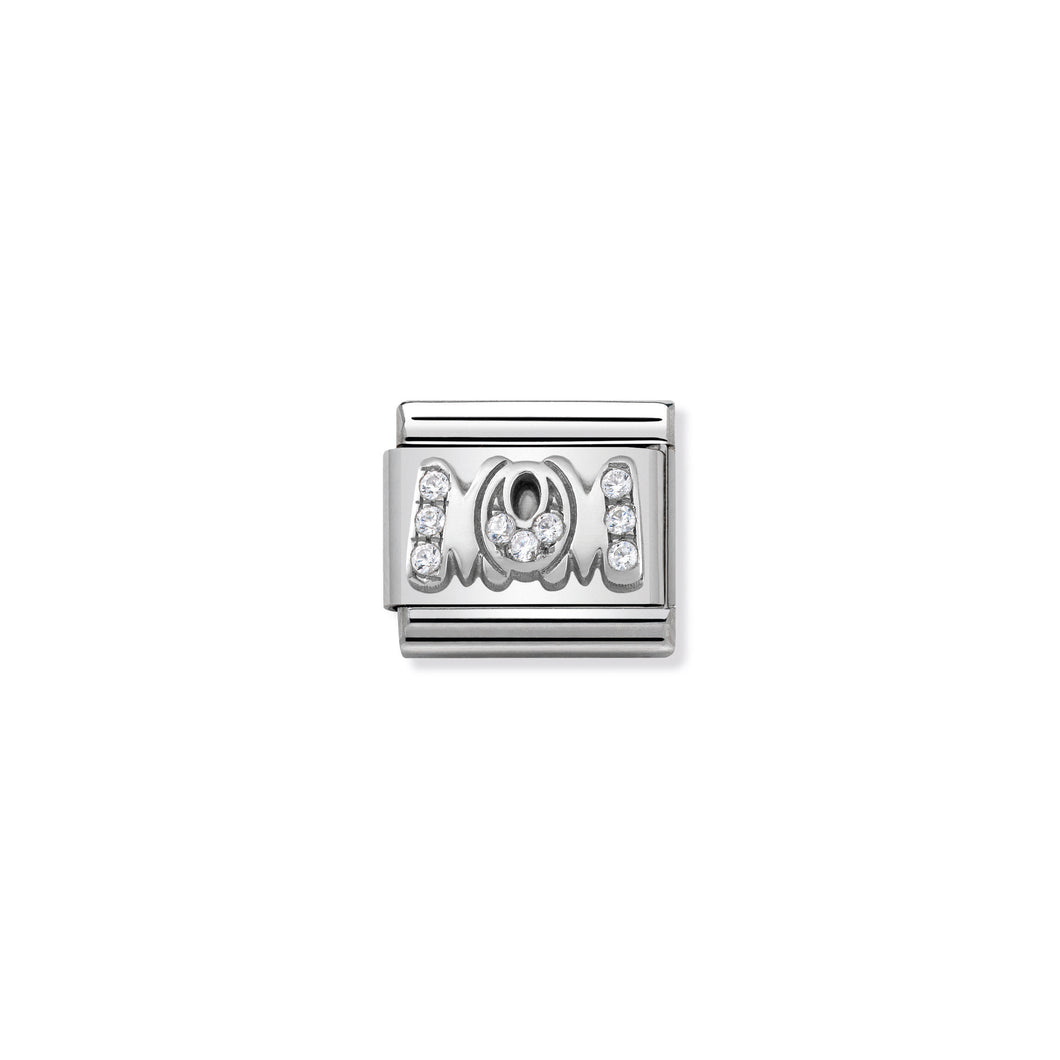 COMPOSABLE CLASSIC LINK 330316/07 MOM WITH WHITE CZ IN 925 SILVER