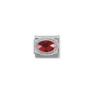 COMPOSABLE CLASSIC LINK 330604/005 FACETED RED OVAL CZ IN 925 SILVER