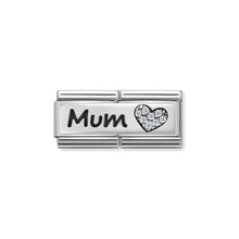 Load image into Gallery viewer, COMPOSABLE CLASSIC DOUBLE LINK 330731/07 MUM AND HEART WITH CZ IN 925 SILVER
