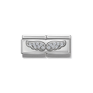 COMPOSABLE CLASSIC DOUBLE LINK 330732/01 ANGEL WINGS WITH CZ IN 925 SILVER