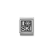 Load image into Gallery viewer, COMPOSABLE&lt;STRONG&gt; BIG LINK&lt;/STRONG&gt; 332111/08 I LOVE SKIING IN 925 SILVER
