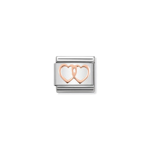 COMPOSABLE CLASSIC LINK 430104/08 DOUBLE HEARTS IN 9K ROSE GOLD