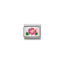 Load image into Gallery viewer, COMPOSABLE CLASSIC LINK 430202/04 FUCHSIA HIBISCUS 9K ROSE GOLD &amp; ENAMEL
