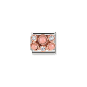 COMPOSABLE CLASSIC LINK 430307/02 CLUSTER WITH PINK CORAL IN 9K ROSE GOLD & CZ