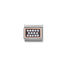 Load image into Gallery viewer, COMPOSABLE CLASSIC LINK 430313/08 RECTANGLE WITH WHITE PAVÉ CZ IN 9K ROSE GOLD
