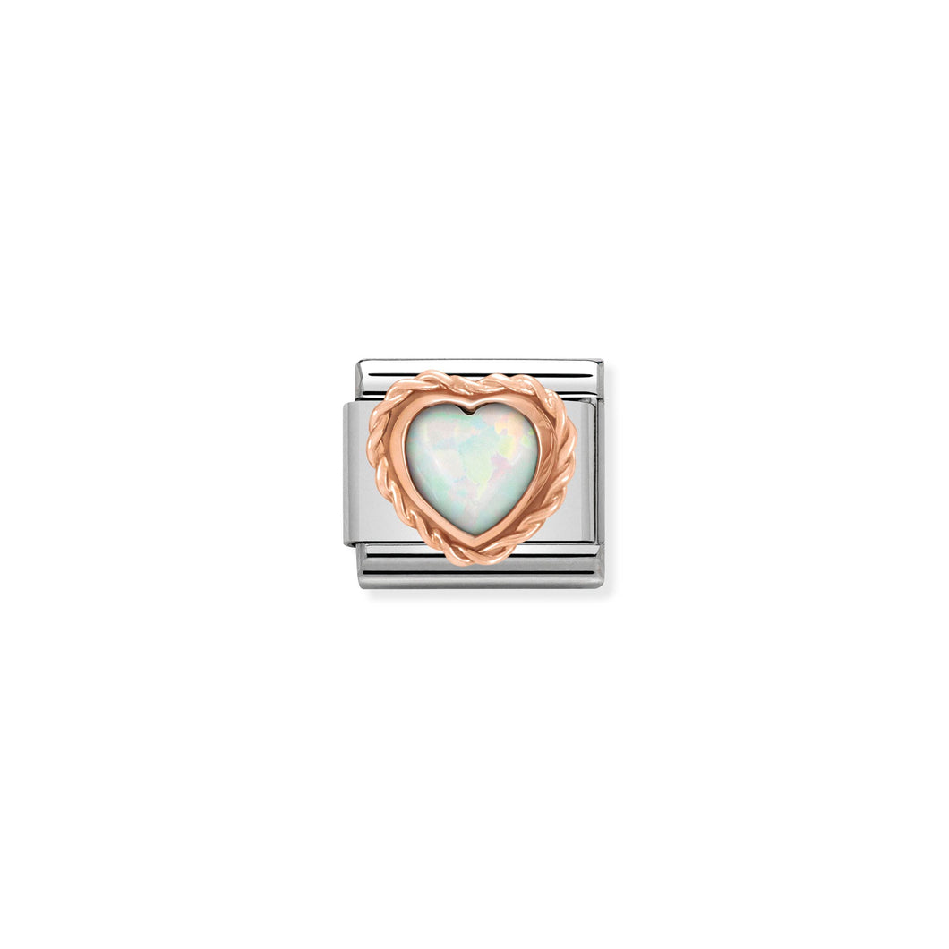 COMPOSABLE CLASSIC LINK 430509/22 WHITE OPAL HEART IN 9K ROSE GOLD