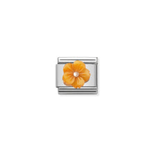 Load image into Gallery viewer, COMPOSABLE CLASSIC LINK 430510/05 FLOWER IN ORANGE IN 9K ROSE GOLD
