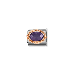 COMPOSABLE CLASSIC LINK 430603/001 OVAL FACETED CZ PURPLE IN 9K ROSE GOLD