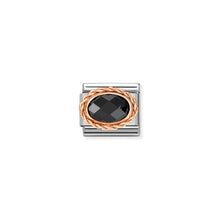 Load image into Gallery viewer, COMPOSABLE CLASSIC LINK 430603/011 OVAL FACETED CZ BLACK IN 9K ROSE GOLD
