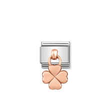 Load image into Gallery viewer, COMPOSABLE CLASSIC LINK 431800/02 FOUR LEAF CLOVER CHARM IN 9K ROSE GOLD

